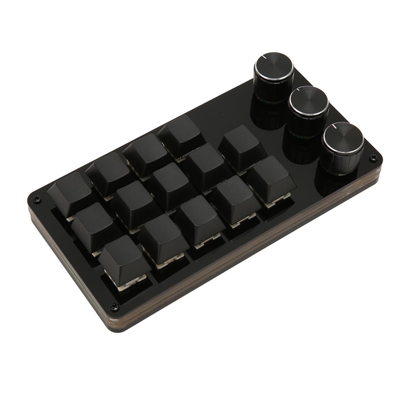 Mini Custom Keypad 14 Keys 3 Knobs Programmable Blue Switch