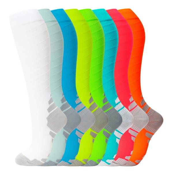 fenglaoda 8 Pairs Compression Socks for Men & Women 20-30
