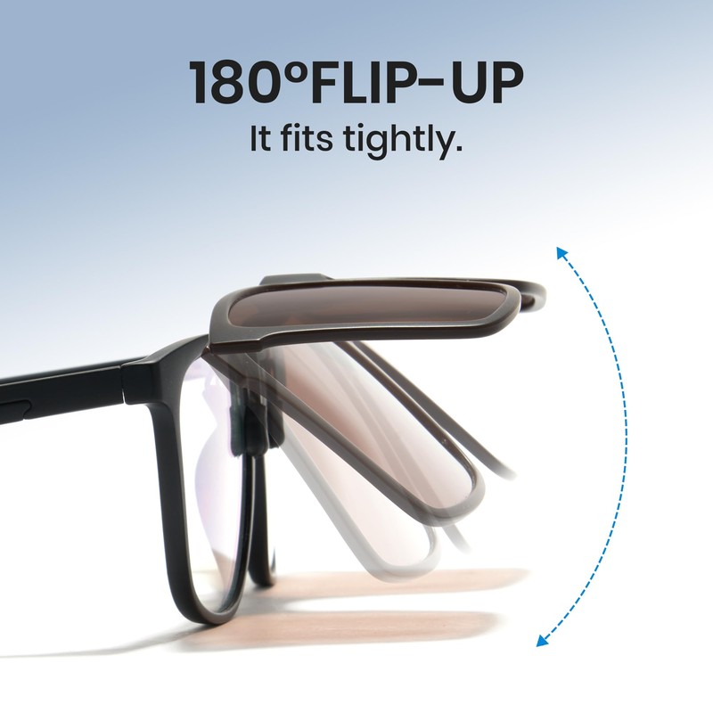 Cyxus 1600 Clip-on Sunglasses, Foldable, Polarized Lenses, Flip-up, UV Protection,