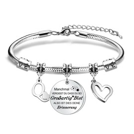 Inspirational Gifts Initial Letter Bracelet Gifts for Girls Friends Sisters Daughters Niece Girlfriend Granddaughter Memory Bracelet Gifts on Birthday Christmas Graduation, Stainless Steel, Stainless
