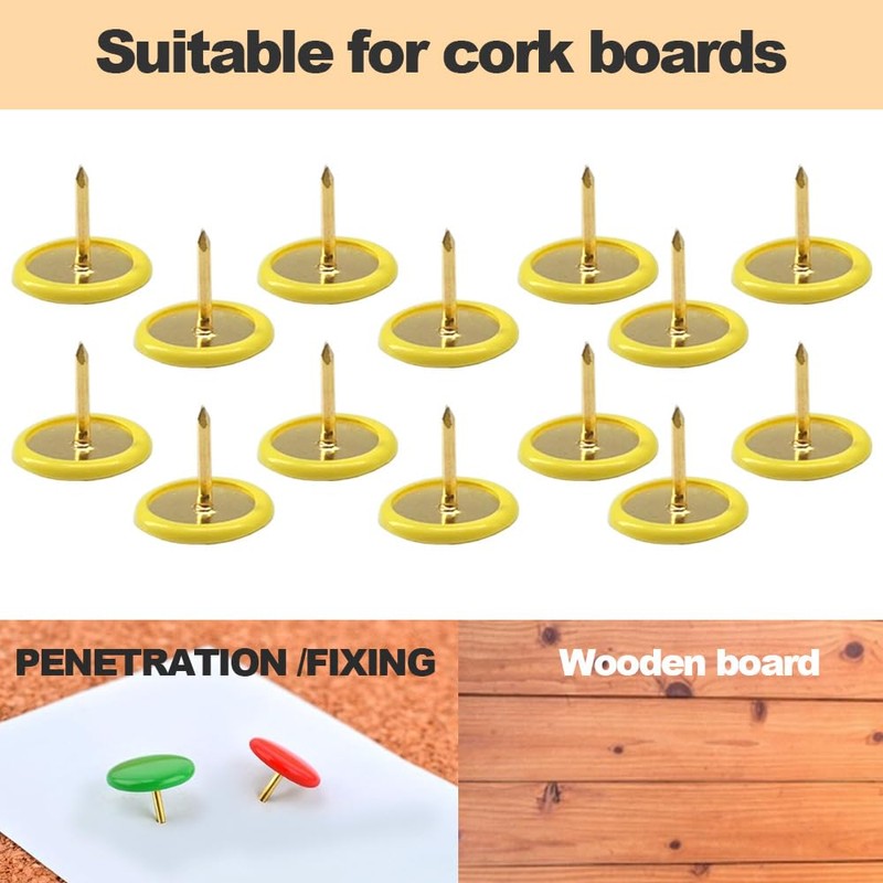 YOSAWA 150PCS Thumb Tacks Push Pins Plastic Round Head Board
