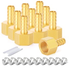 ERGAOBOY 10 x 10 mm OD Barb to 1/2 Inch BSP Sockets, Brass Hose Nozzle Compression Fittings