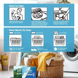 AIDEA Laundry Detergent Sheets, Fresh Scent-(100 Loads) 50 Sheets, Laundry Sheet Detergent, No Plastic Jug, Lightweight & Easy To Use For Travel, Apartments, Dorms