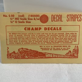 Champ Decal  # S-50 Red 1/2" HO Scale or  1/4" O Scale Decal Stripes NIP