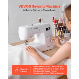 VEVOR Computerized Sewing Machine Digital Sewing Machine 60 Stitch Applications
