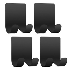 Razor Holder Shaver Hook Hanger Stand Caddy (4 Pack) Self Adhesive Stick on Hook Heavy Duty Stainless Steel Phone Holder for Shower, Tools for Hanging Washcloth Towel Loofah for Bathtub Wall, Black