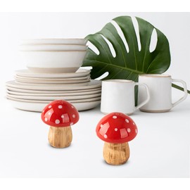 Mushroom Salt And Pepper Shakers Set Ceramic Salt Pepper Shakers Container Red Salt Pepper Shaker Set Salt Shakers For Kitchen Salt And Pepper Jar