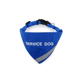 Doggie Stylz Service Dog Bandana with Reflective Strip for pet Safety at night. Has built in Matching Collar to Keep Bandana Secure | Metal Ring to Attach Leash | Blue Medium (Neck 14-20")