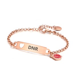 Divoti Medical Alert Bracelets for Women, Pre-Engraved Simple Rolo Chain Medical ID Bracelet — PVD Rose Gold - DNR