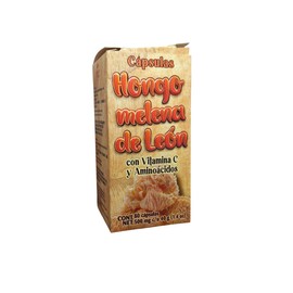 Cápsulas Hongo Melena de León con Vitamina C y Aminoácidos, 80 Cápsulas, 500 mg, Suplemento Alimenticio