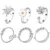 JewelryWe Anxiety Rings for Women, 6 PCS Open Rings Adjustable