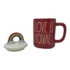 Rae Dunn Coffee Mugs with Decorative ceramic Lids (Love is