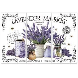OLYCRAFT 3pcs/Set Lavender Bee Rub on Transfers for Furniture and Crafts 6x12 Inch Lavender Market Furniture Decals Purple Flower Transfer Stickers Rub on Decals for Wood Furniture Home Decor