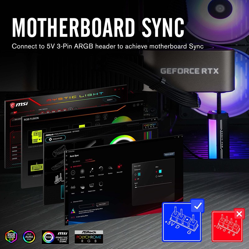 EZDIY-FAB GPU Support Bracket,5V 3PIN ARGB Graphics Card GPU Brace