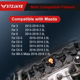 STZJAYE UF656 Ignition Coils Set of 4 Pack Compatible with Mazda 3 2012-2018,for Mazda 6 2014-2018,for Mazda CX-3 2016-2018,for Mazda CX-5 2013-2019,for Mazda CX-9 2016-2018 Coils Pack