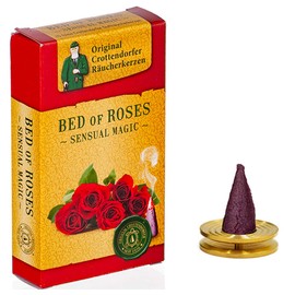 Crottendorfer Sensual Magic Incense Cones – Size M – Pack of 20 + Brass Plate – Scent: Bed of Roses – Made in Germany
