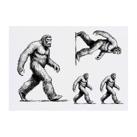 4 x 'Bigfoot Walking' Temporary Tattoos - Water Resistant, Skin-Safe, Non-Toxic Transfers, Mixed Sizes (TO00082798)