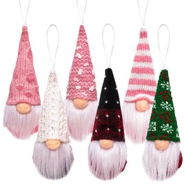 EKKONG 6 Pieces Small Plush Gnome Christmas Decoration, Christmas Gnomes for Hanging, Christmas Gnomes, Scandinavian Santa Elf Plush Toys, Hanging Santa Claus Christmas Decoration