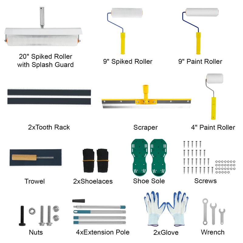 Complete Self Leveling Cement Tool Kit, Professional Epoxy Floor Kit