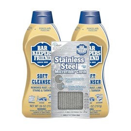 Bar Keepers Friend Micro Fiber Towel and Liquid All-Purpose Soft Cleanser 26 oz, (3 ct)