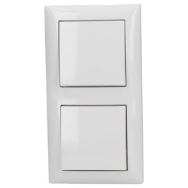 Busch Jäger Complete Set - 2 x Light Switch / Rocker Switch Complete with Double Frame 1722-914 in Elegant Busch Balance SI Design in Alpine White