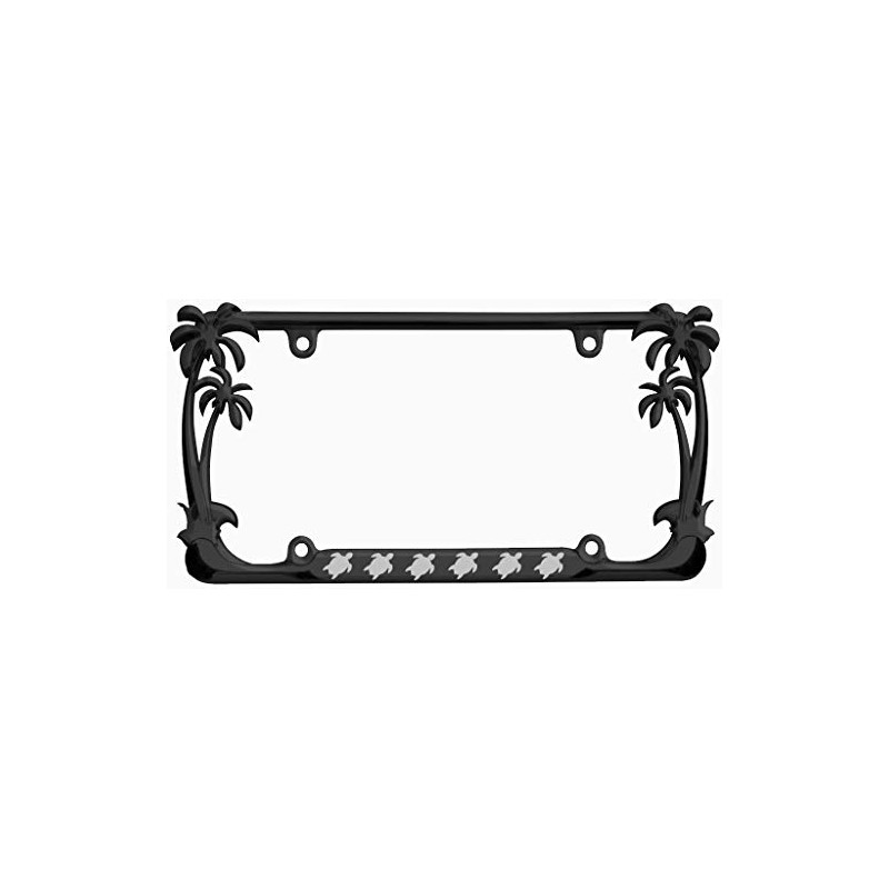Turtle Animal Palm Tree Design Chrome Metal Auto License Plate