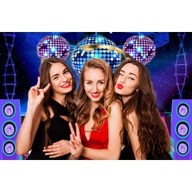 Disco Backdrop 7 x 5 ft Retro Glow Party 70s 80s 90s Theme Stage Dance Background Disco Party Decoration Disco Ball Banner Dance Backdrop for Birthday Party Prom Portrait Photo Props Polyester, Red