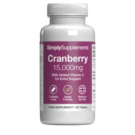 Cranberry 15,000mg Tablets | High Strength Cranberry Extract | Vegan & Vegetarian Friendly | Now with Vitamin C for Immune Support | 360 Tablets = Up to 12 Months's Supply | Manufactured in The UK