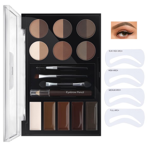 Easilydays Eye Makeup Contour Kit Palette Set, Eyebrow Stamp Stencil