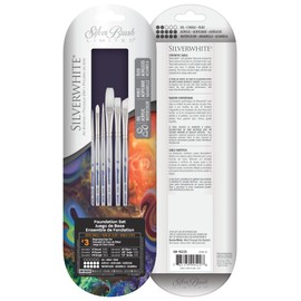Silver Brush Limited SW-1522S 6pcs Silverwhite Beginning Class Gouache, Oil, and Watercolor Brushes, Short Handle