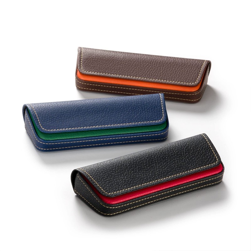 FEFI - Elegant glasses case in two-tone leather look, Green