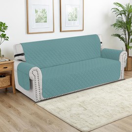 CYCMACO Sofa Cover Waterproof 1 Seater with Armrests, Sofa Protector Scratch-Resistant for Cat Dog, Universal Sofa Covers Non-Slip, Thick Couch Cover with Side Pockets, Washable, Light Blue