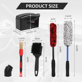 Tefola Juego de 6 Cepillos para Llantas y Rines de Auto, Cepillos para Detalles Limpieza de Coche, Limpieza Profunda de Rines, Ruedas y Espacios Estrechos