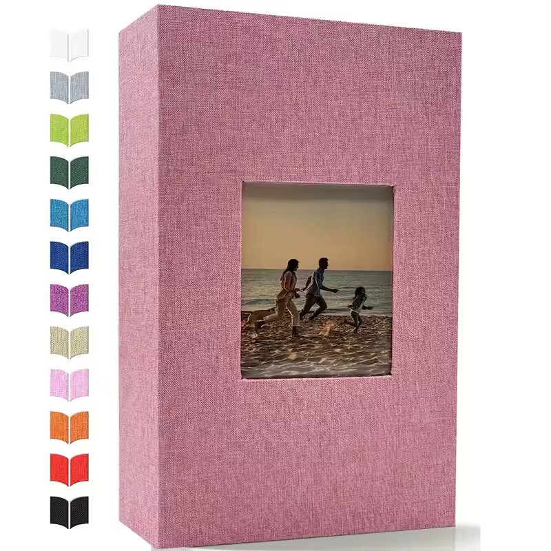 Linen 4x6 Photo Album with Cover Window, 200/300/600 Pockets