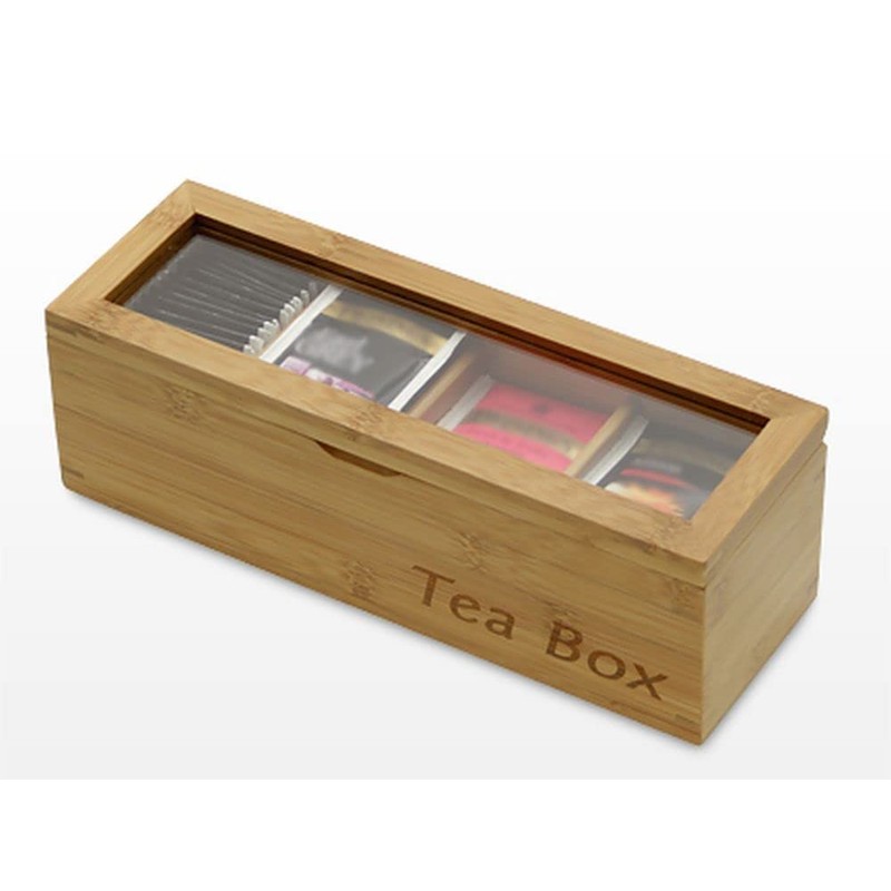 Woodquail Tea Box Caddy Storage Organiser Tidy, Made of Natural