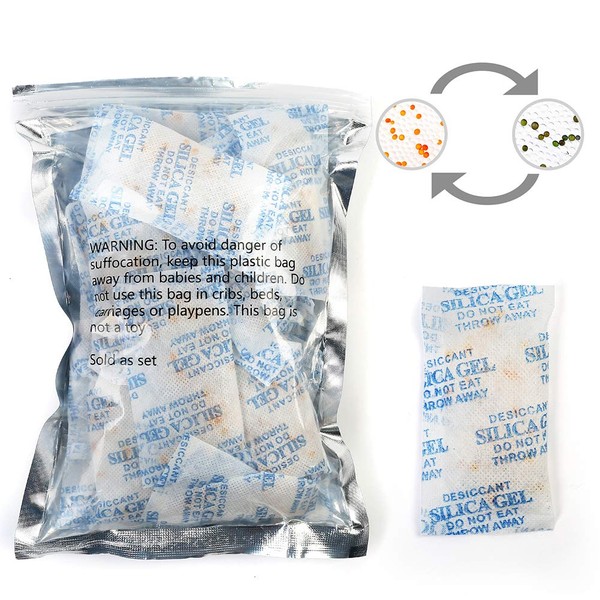 LotFancy Silicagel Silica Gel Desiccant Safe Moisture Absorber for Dry Storage Non-Toxic Odourless 5g 60 Pieces / 10g Pack of 32