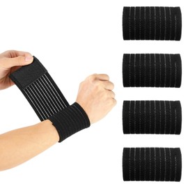 Hpmjz 4 Pcs Elastic Wrist Support Straps Wrist Compression Bandage Wrist Wraps Adjustable Breathable Wrists Brace Soft Sweat Absorbent Wristbands for Weightlifting Tennis Basketball Sport Working Out