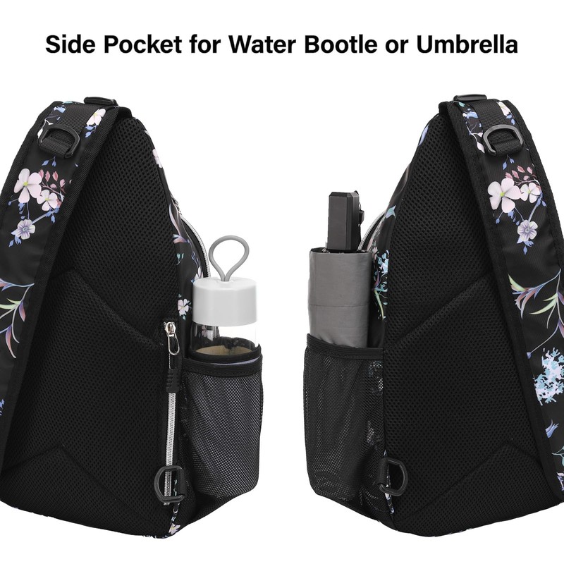 MOSISO Crossbody Sling Backpack, Herbs Flowers Plants Portable Travel Hiking