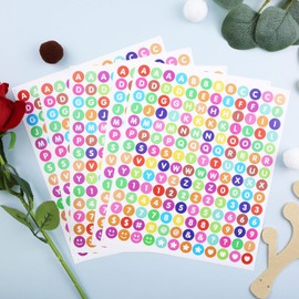 840 Pieces Round Dot Small Letter Number Stickers, 5 Sheets 0.5 Inch Capital Alphabet Numbers Stickers for Scrapbook,Name - Multi