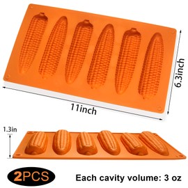 Vidotim Corn Stick Bread Pan, Silicone Corn Cob Bread Molds for Baking,Cornbread Pan for baking Golden Brown 2Pack