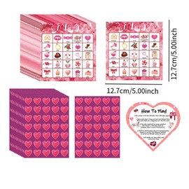 Fenteer Valentine’S Day Bingo Game Cards Family Entertainment Activities,Valentine Gifts,Party Supplies,Crafts for Party Holiday