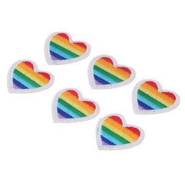 Colorful Embroidery Patches, Decoration Gift Rainbow Heart Patches Multipurpose for Clothing Repair for Sewing (White Border)