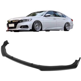 IKON MOTORSPORTS | Front Bumper Lip Compatible With 2018-2020 Honda Accord | Factory Style Unpainted Black PP 3PC Spoiler Splitters | 2019