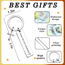 OZUEMUL Make Heaven Crowded Keychain Christian Keychain Gifts for Women Men Jesus Religious Catholic Faith Based Keychains Car Keychains for Birthday Christmas