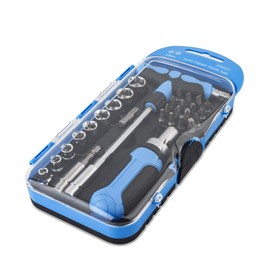 Gunpla 29pcs Screwdriver Socket Bit Set Ratchet Holder Bar Adapter Driver Mini Combination Tool Set Household Hand Tool Home Repair Kit Magnetic Ratcheting with Plastic Toolbox Storage Case