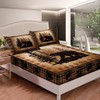 Bear Print Bedding Set Twin Size,Wild Animal Hunt Pine Trees