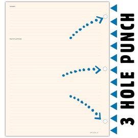 MPC Brands 50 Pack Cornell Style Study Note Taking System Sheets, White, 3 Hole Punch, Double Sided (Cream, 50)