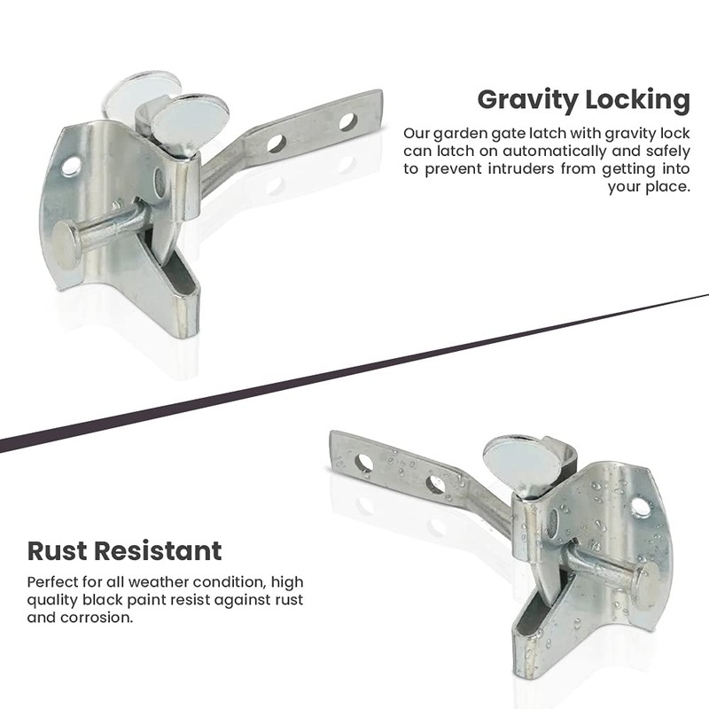 Garden Gate Latch for Wooden Gates - Galvanised Silver Door