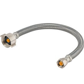 Eastman 16 Inch Steel-Flex Toilet Connector, Braided Stainless Steel Supply Line with 7/8 in Ballcock x 3/8 in Compression Ends, 48089