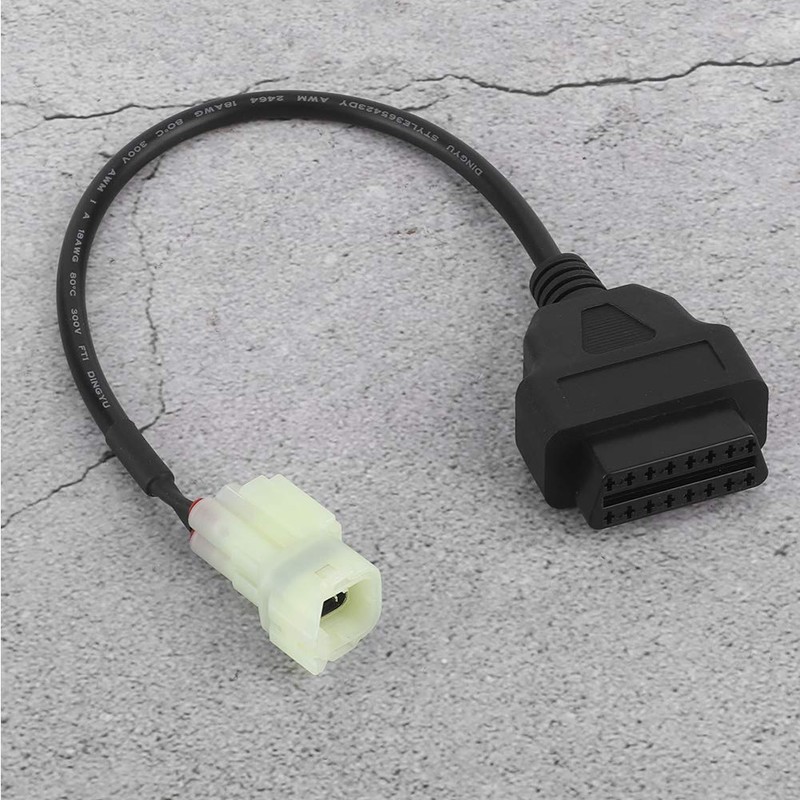OBD2 Cable Connector, Motorcycle 4 Pin Diagnostic Cable Adapter, OBDII